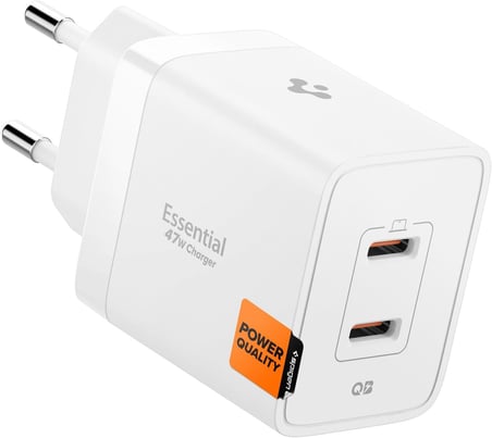 47W USB-C 2 Port Mini Hızlı Şarj Aleti PPS 2.0 Super Hızlı Şarj GaN Pro Isı Düşürücü Güç Adaptörü Akım Koruma iPhone & Android & iPad & MacBook Type-C White - ACH08707