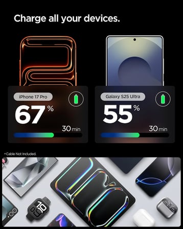 30W USB-C Ultra Mini Hızlı Şarj Aleti PPS Super Hızlı Şarj GaN Pro Isı Düşürücü Güç Adaptörü Akım Koruma iPhone & Android & iPad & MacBook Type-C Black - ACH08448