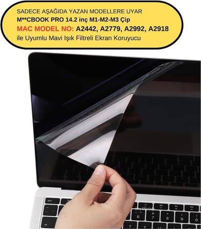 MacBook Pro 14.2 Ekran Koruyucu Parlak Anti Scratch HD PET Film A2442 A2779 A2918 A2992 A3112 A3401 A3185 A3434 A3426 A3427 M1 M2 M3 M4 M5 Retina Net Görüntü Şeffaf