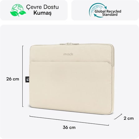 MCE-1505 14.1" Nova Eco Çevre Dostu 13-14 inç Yeni MacBook Pro için Kılıf, Aksesuar Bölmeli Laptop kılıfı, YKK Fermuarlı Notebook & Tablet kılıfı, Latte