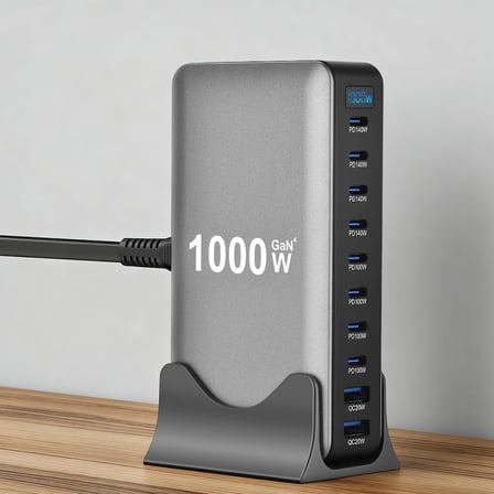 Go Des GD-B961 GaN Teknolojili 10 Portlu Masaüstü Şarj İstasyonu 1000W Şarj Adaptörü