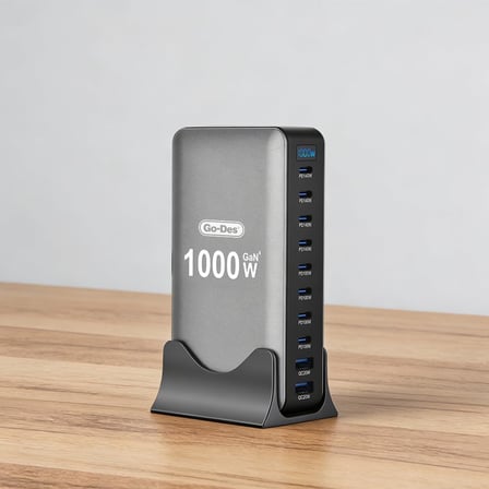 Go Des GD-B961 GaN Teknolojili 10 Portlu Masaüstü Şarj İstasyonu 1000W Şarj Adaptörü