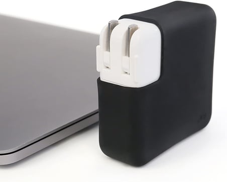 MacBook Şarj Aleti Kılıfı Silikon | 45W A1374/A1436 MagSafe 1-2, 70W A2520 USB-C Uyumlu | Air 11/13.3 ve Pro 14.2 Adaptör Koruyucu Siyah