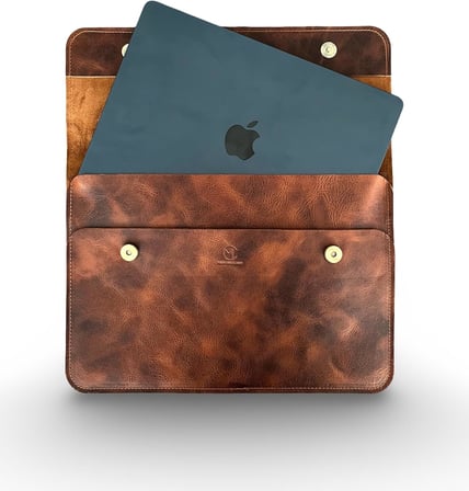Hakiki Deri MacBook Kılıfı 13-14 İnç – Gerçek Deri Premium MacBook Çantası, MacBook Air, MacBook Pro - Mess Collection (taba 13/14 inç)