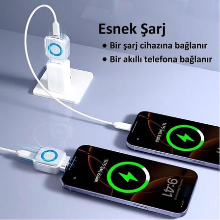 Akıllı Şarj Ayırıcı Type-C, Otomatik Enerji Kesme Destekli Şarj Koruma Aparatı, Telefon Tablet Notebook Powerbank Uyumlu LED Göstergeli, X01, Gri