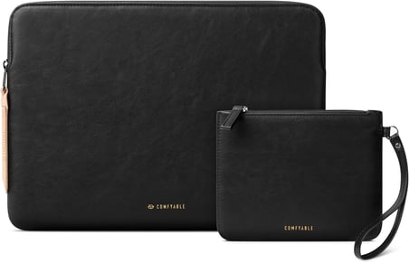 33/33.8/14 inç MacBook Pro ve MacBook Air, Mac Seyahat Kılıfı, İnce PU Deri Dizüstü Bilgisayar Kılıfı M4/M3/M2/M1 2025-2021, Siyah