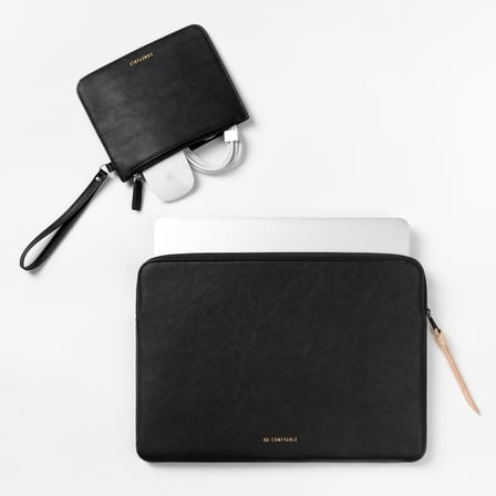 33/33.8/14 inç MacBook Pro ve MacBook Air, Mac Seyahat Kılıfı, İnce PU Deri Dizüstü Bilgisayar Kılıfı M4/M3/M2/M1 2025-2021, Siyah