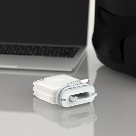 MacBook Şarj Aleti Kılıfı PVC Sert Kapak + Kablo Düzenleyici | 45W A1374/A1436 MagSafe 1-2, 70W A2520 USB-C Uyumlu | Air 11/13.3 ve Pro 14.2 Şeffaf