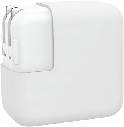 MacBook Şarj Aleti Kılıfı Silikon | 29W A1540, 30W A1882, 35W A2571 USB-C Uyumlu | MacBook 12 ve Air 13.3/13.6/15.3 Adaptör Koruyucu Beyaz