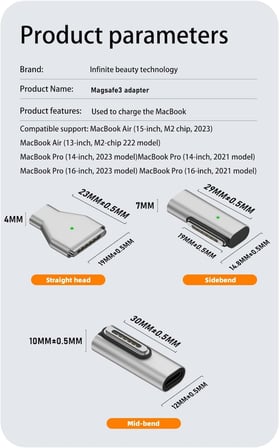 Type-C - MagSafe 3 ile Uyumlu Manyetik Şarj Adaptörü Çevirici 140W Hızlı Şarj Desteği, LED Göstergeli Gümüş SFO-3