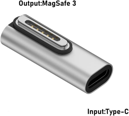 Type-C - MagSafe 3 ile Uyumlu Manyetik Şarj Adaptörü Çevirici 140W Hızlı Şarj Desteği, LED Göstergeli Gümüş SFO-3
