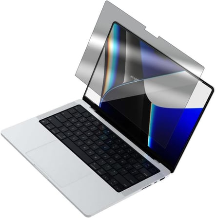 Apple Macbook Pro M4 14.2 İnç İle Uyumlu Hayalet Ekran Koruyucu Notebook, Yandan Görünmeyen Anti-Spy Gizlilik (Privacy) Laptop Koruması, 9h Temperli Nano Kırılmaz Esnek Cam, Parlama Önleyici