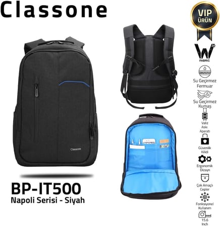 Classone BP-IT500 Napoli Serisi Sırt Çantası, 15.6"