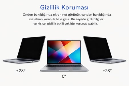 16 İnç Laptop ve Notebook ile Uyumlu Gizlilik Filtresi Privacy Screen Anti-Spy Film 34.5x21.6cm Yan Açı Karartma Göz Koruma Anti Glare UV Koruma Parmak İzi Önleyici PET Ekran Koruma (16 inç)