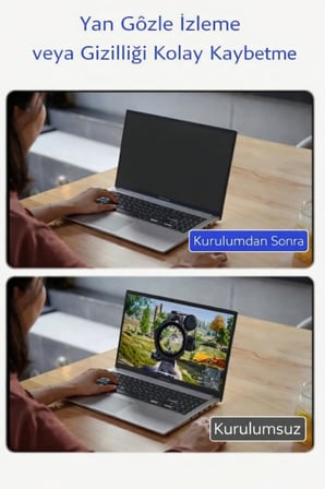 16 İnç Laptop ve Notebook ile Uyumlu Gizlilik Filtresi Privacy Screen Anti-Spy Film 34.5x21.6cm Yan Açı Karartma Göz Koruma Anti Glare UV Koruma Parmak İzi Önleyici PET Ekran Koruma (16 inç)