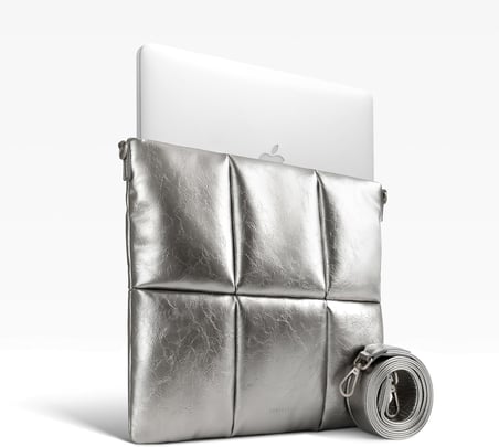 Kabarık Dizüstü Bilgisayar Kılıfı 13 inç 14 inç, Çapraz Askılı Puffer Laptop Taşıma Çantası, MacBook Air M4 M3 M2 M1 ile Uyumlu Yastık Kılıfı, MacBook Pro 13'ü 14'ü 14 arada M4, PU Deri