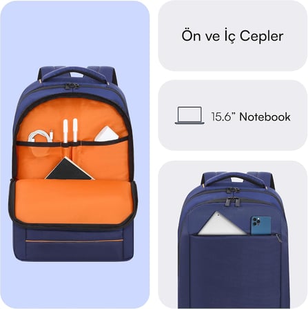 Office MCC-006BL 15.6 inç Laptop Sırt Çantası, Mackbook Sırt Çantası, Bilgisayar ve Notebook Çantası, Kadın Erkek Bilgisayar İş Çantası, Üniversite Okul Çantası, Lacivert