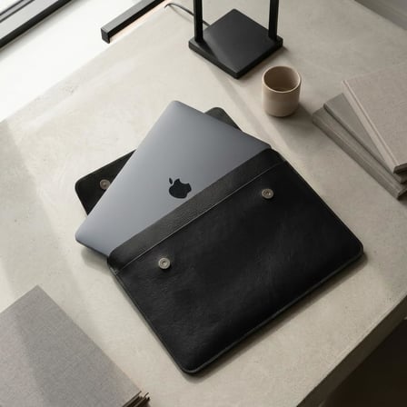Hakiki Deri Laptop Kılıfı 13-14 inç MacBook Air & Pro Uyumlu (siyah)