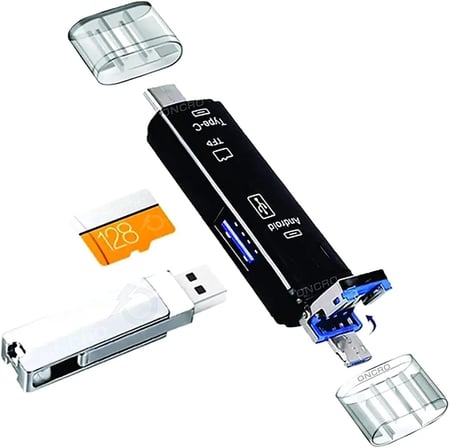 5068 OTG 3 in 1 Type-C ve Micro Usb TF Çevirici Dönüştürücü Kart Okuyucu