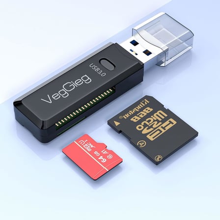 USB 3.0 SD ve Micro SD Hafıza Kart Okuyucu Siyah