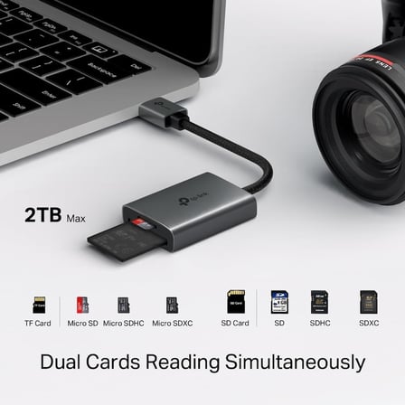 Hafıza kartı okuyucu, SD kart okuyucu, USB SD ve microSD 2 TB'a kadar, USB 3.0, UHS-I 200 MB/s, aynı anda iki kart okuma ve yazma, UA430