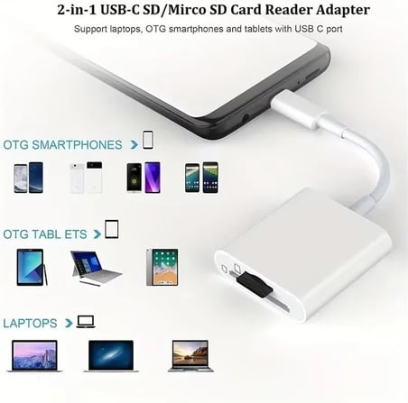 GA27 i-OS i-Pad ve i-Phone Uyumlu 8 Pin Lighting Çevirici Adaptör Micro SD ve SD Kart Okuyucu (8 Pin)