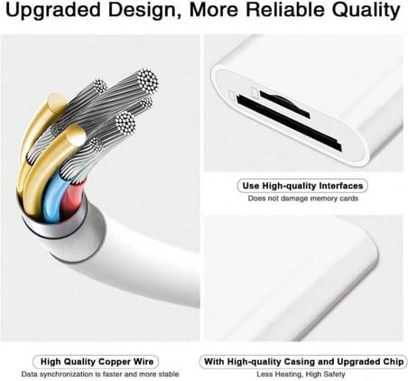 GA27 i-OS i-Pad ve i-Phone Uyumlu 8 Pin Lighting Çevirici Adaptör Micro SD ve SD Kart Okuyucu (8 Pin)