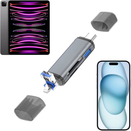 ADS-28 6ın1 Otg Card Reader- Lightning Apple, Iphone& Ipad için, USB 3.0 to Type C SD/TF Kart Okuyucu