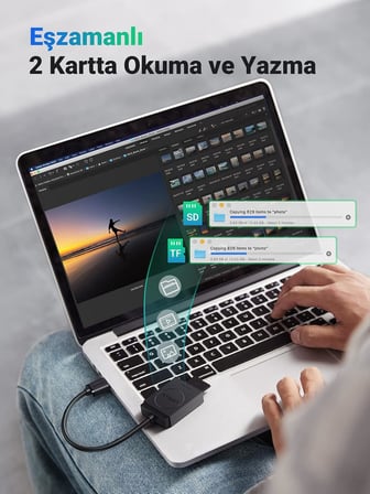 USB 3.0 TF SD Kart Okuyucu, Siyah