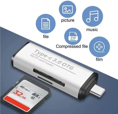 Kyrotech Macbook, Type-C Portlu Telefon, Tablet, Bilgisayar, Uyumlu Type-C to USB 3.0 SD Micro SD Kart Okuyucu 3 Portlu Çevirici Dönüştürücü Hub Adaptör