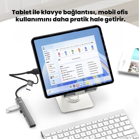 DM CHB025 USB-A ve Type-C Girişli 2*Type-C 1*USB-A SD Micro SD TF Kart Okuyucu Çoklayıcı Dönüştürücü