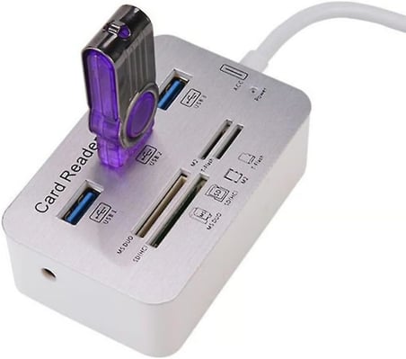 USB 3.0/3.1 Hub + Card Reader Çoklu Kart Okuyucu, 3 USB Girişli, 5/10 Gbps Veri Aktarım Destekli, SD(HC) MS DUO M2 T-Flash Kart Yuvalı, 20/30 cm Kablolu (NRT-30619)