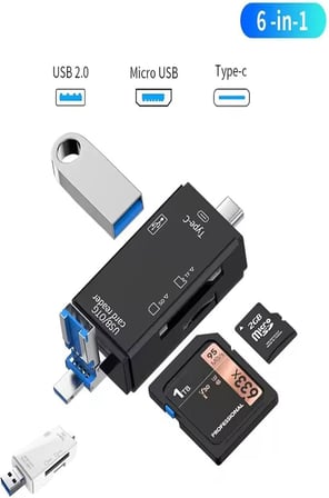 iphone 15/16 / 17 serilerine uyumlu Sd Kart Hafıza Kart okuyucu Type-C USB Flash Bellek Okuyucu, Siyah