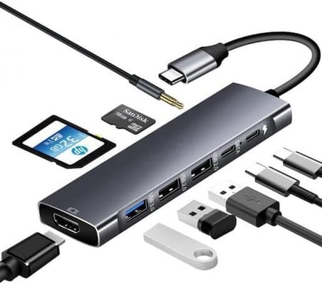 Metal Kasa Usb 3.0 Type C 9 In 1 Hdmı - Mikro Sd Kart Okuyucu - Kulaklık Çevirici Hub
