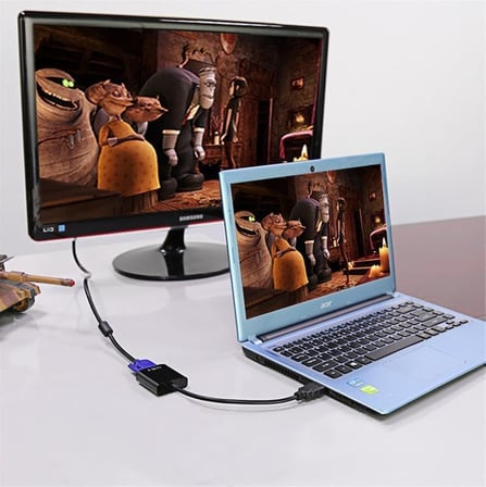 8744 Dijital HDMI to VGA Görüntü Çevirici Aparat Siyah HDMI Çıkışlı Bilgisayarların Görüntüsünü VGA Girişli Monitör, Projeksiyon vb Görüntü Cihazlarına Aktarır, Çevirir.