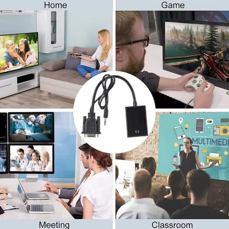 VGA to HDMI Çevirici Adaptör 3.5 Mm Ses Girişli (HDMI Çıkışı Vga ya dönüştürmez)