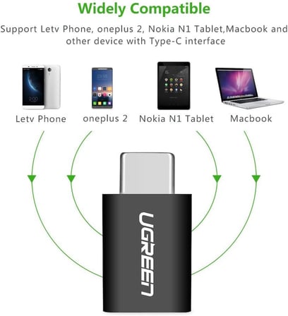 Micro USB to Type-C Dönüştürücü Adaptörü, Siyah