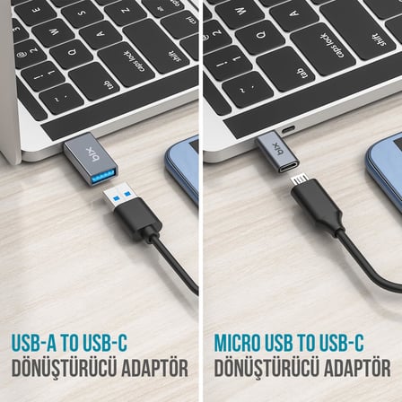 ADP-04 2'si 1 Arada Type-C Micro USB ve USB Çevirici Dönüştürücü Adaptör