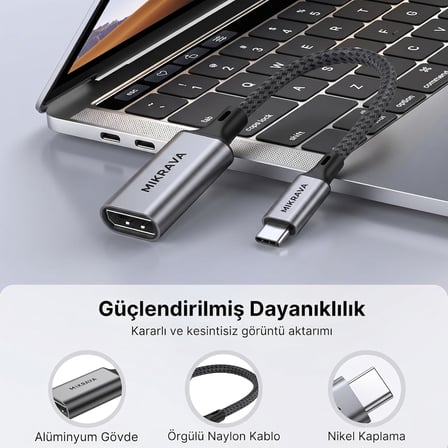 USB C DisplayPort Adaptörü 8K@60Hz 4K@240Hz 2K@360Hz, Thunderbolt 3/4/5 Uyumlu, Type C DP Adaptörü, iPhone 15 16 17 Serisi, MacBook iPad Pro Air, iMac, S26, Surface Pro, Dell vb. - 0.2 Metre
