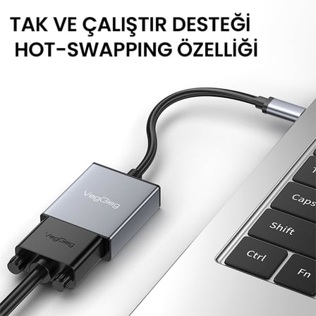 Type-C to VGA 1080P 60Hz Çevirici Dönüştürücü Kablo Adaptör