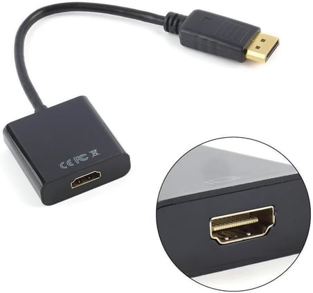 5645 Dijital Displayport to HDMI Görüntü Çevirici Aparat Siyah Displayport Çıkışlı Bilgisayarların Görüntüsünü HDMI Girişli Monitör, Projeksiyon vb Görüntü Cihazlarına Aktarır, Çevirir.