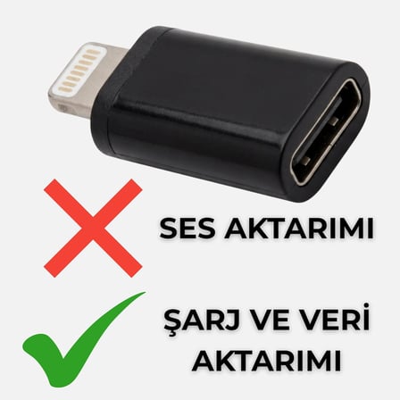 Lightning To Type C Çevirici Adaptör, Siyah