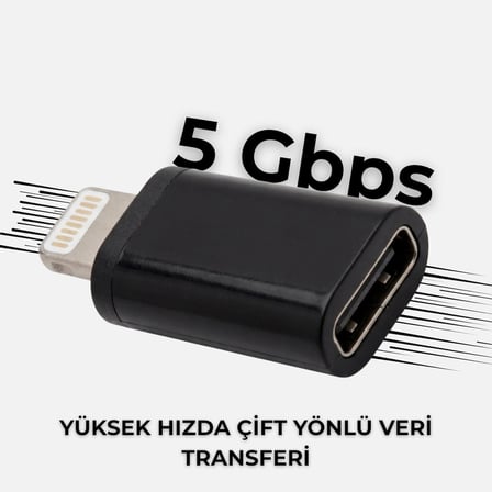 Lightning To Type C Çevirici Adaptör, Siyah