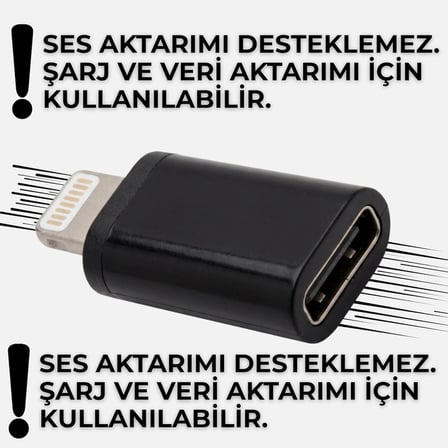 Lightning To Type C Çevirici Adaptör, Siyah