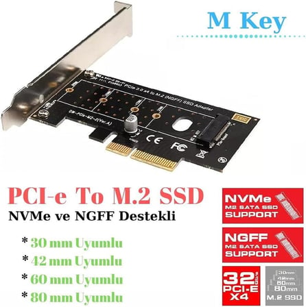 4446 Pci-e Express 3.0 X4 To Nvme M.2 M Key Ngff Ssd Çevirici Dönüştürücü Kart Adaptör