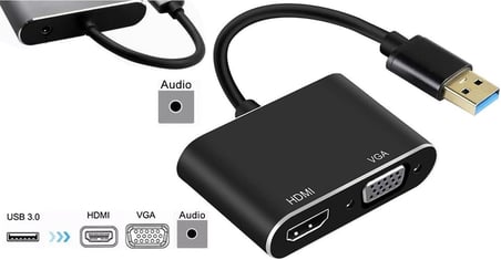 3349 Usb 3.0 To Hdmi Vga 3.5mm 1080P Monitör Genişletici Çevirici Dönüştürücü Adaptör Ekranı Genişletir Mevcut Monitörünüzle Çalışmanızı Yaparken. Diğer Ekranınızı Kullanabilirsiniz