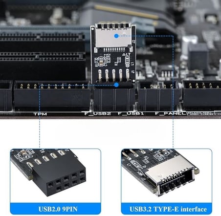 3649 Usb2.0 9 Pin - Type-E Anakart Çevirici Dönüştürücü Adaptör