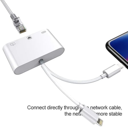 3 in1 şarj adaptörü Lightning Type-C Girişini Kamera Fotoğraf Makinesi Lan Ethernet Girişine Çevirici Dönüştürücü Tip-C RJ45 girişli İphone ile Uyumlu ZR814
