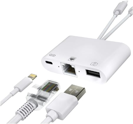 3 in1 şarj adaptörü Lightning Type-C Girişini Kamera Fotoğraf Makinesi Lan Ethernet Girişine Çevirici Dönüştürücü Tip-C RJ45 girişli İphone ile Uyumlu ZR814