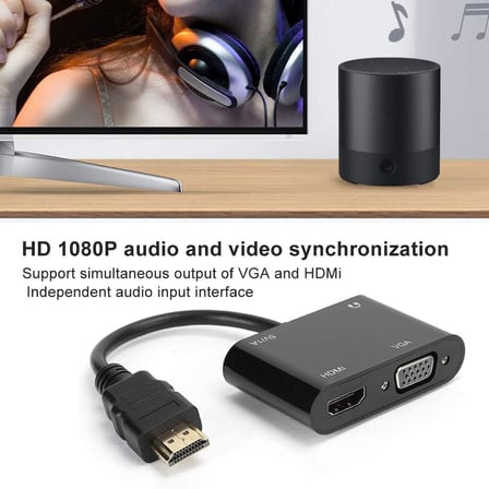 1080P 2in1 Hd'den Vga'ya Hdmi to VGA Hd Dönüştürücü Bilgisayar Projeksiyonu - Hd Ürünleri Için Tv Adaptörüne VGA Ürünlerini Bağlama ZR724